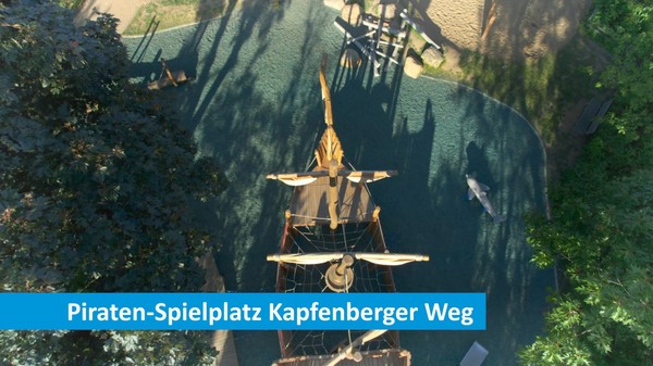 Auf der Liste der jungen Monheimerinnen und Monheimer steht unter anderem der neue Piratenspielplatz am Kapfenberger Weg. Foto: Screenshot
